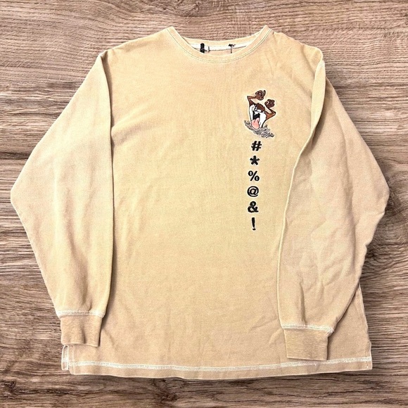 Tasmanian Devil Beige Long Sleeve Shirt Large - Picture 1 of 6